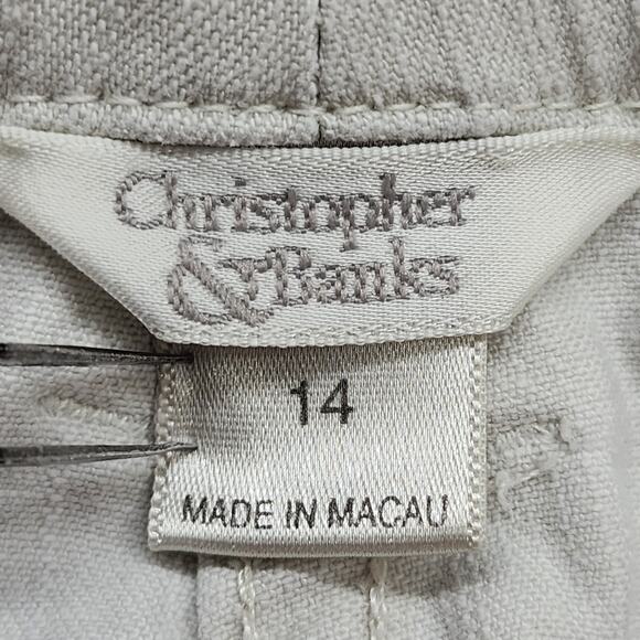 Christopher & Banks Jeans Women 14 White Stretch Crop Capri Side Slit Stretch - Picture 5 of 13